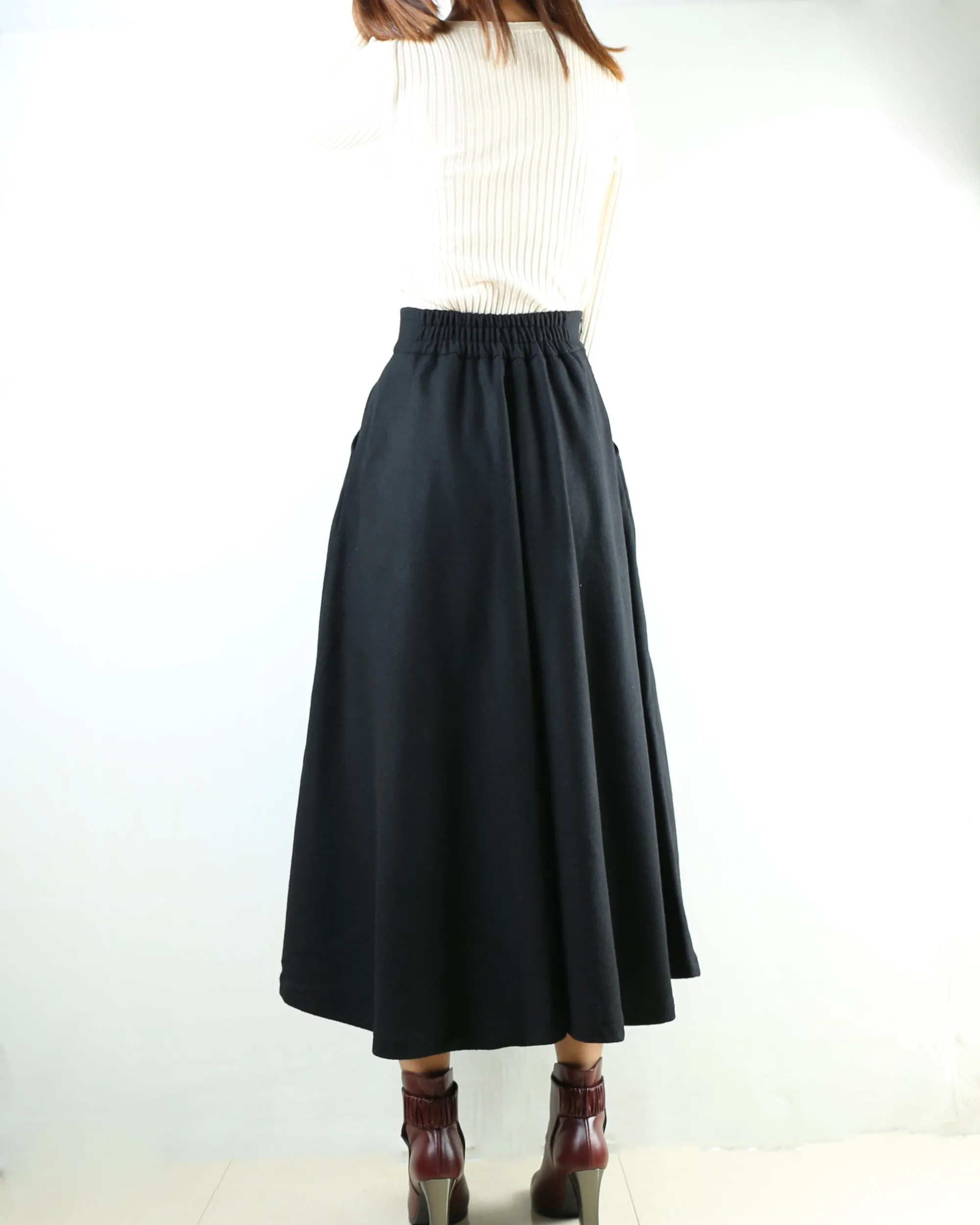 winter skirt/wool skirt/flared skirt/maxi skirt/ankle length skirt(Q1806)