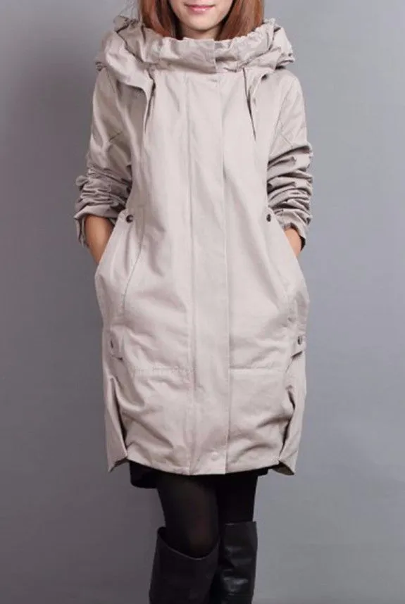 Women's Solid Color Hooded Autumn & Spring Jacket