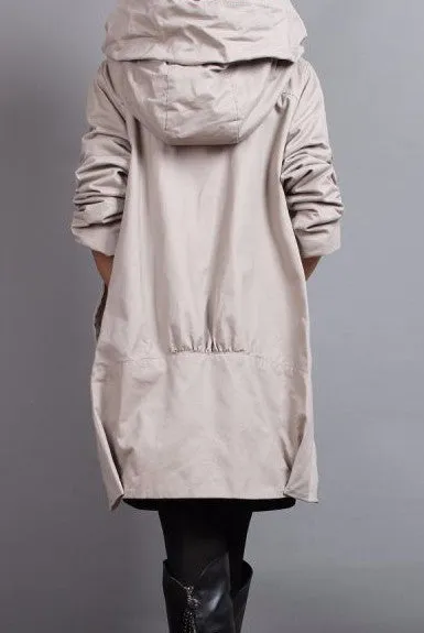 Women's Solid Color Hooded Autumn & Spring Jacket