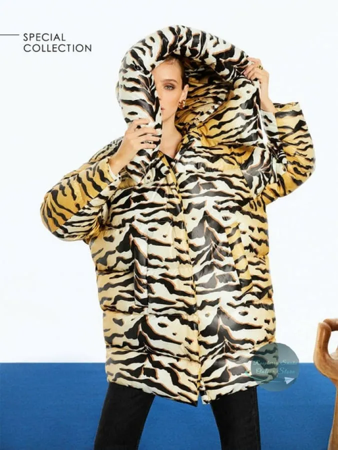 Women's Tiger Print Puffer Coat