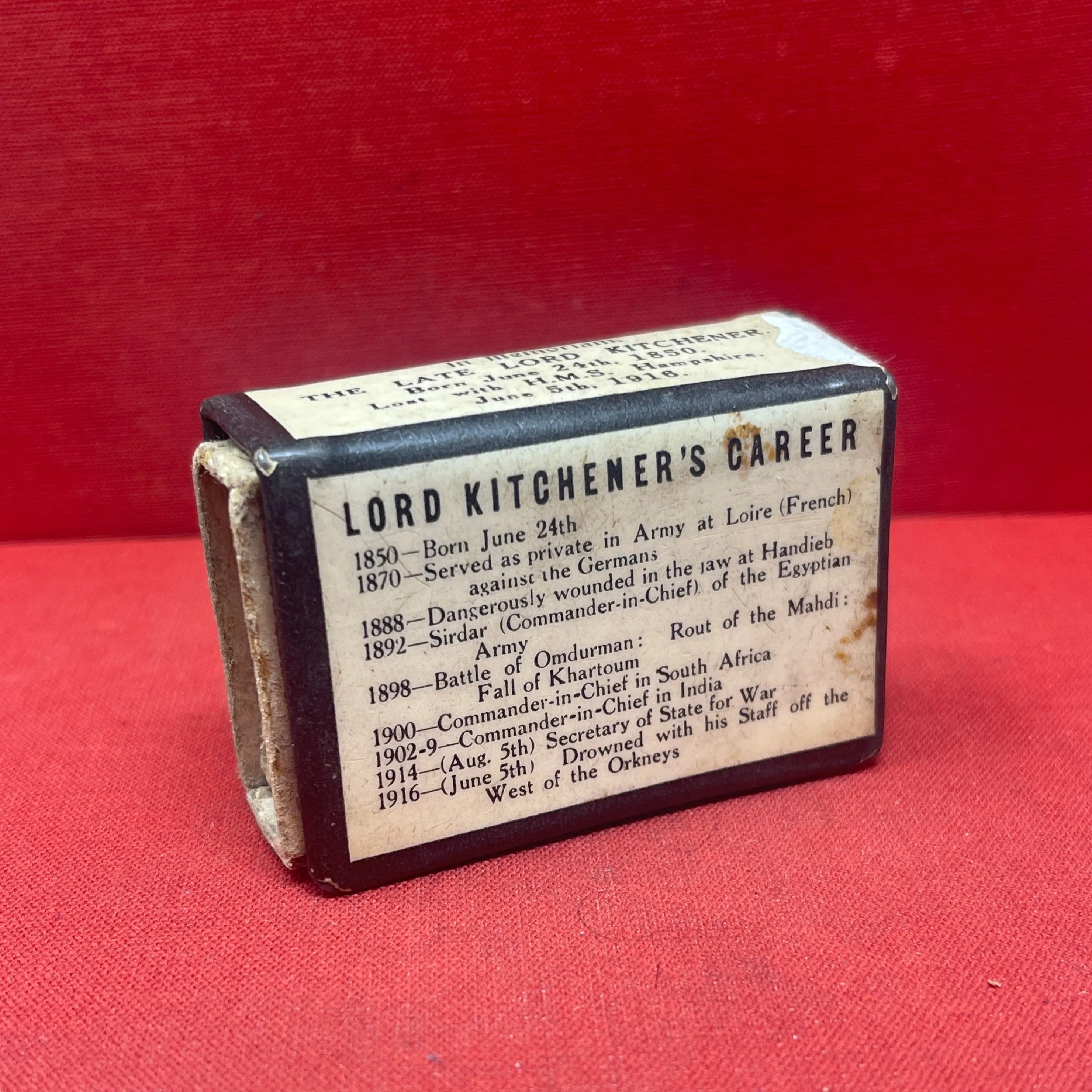 WW1  Souvenir Of The Great War Lord Kitchener Matchbox Holder